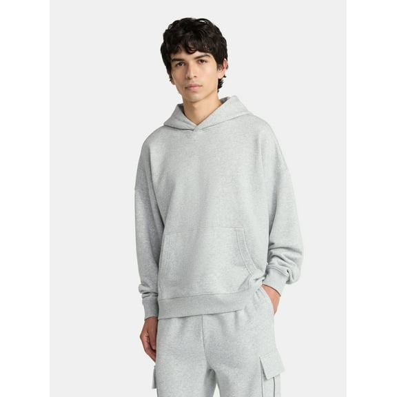 No Boundaries Men's & Big Men's Boxy Fit Cropped Sweatshirt Hoodie, Sizes XS-5XL