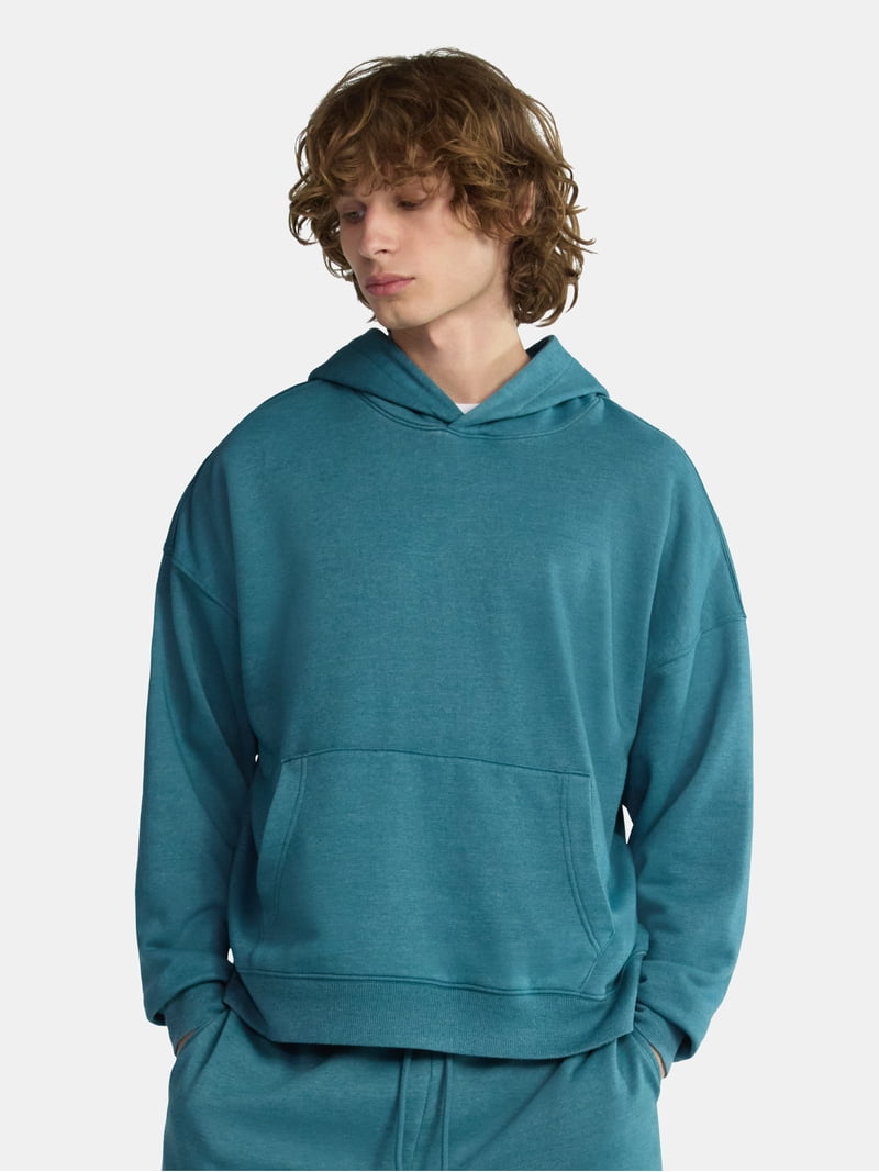 No Boundaries Boxy Fit Cropped Sweatshirt Hoodie, Men's & Big