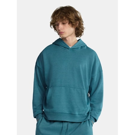 No Boundaries Boxy Fit Cropped Sweatshirt Hoodie, Men's & Big Men's