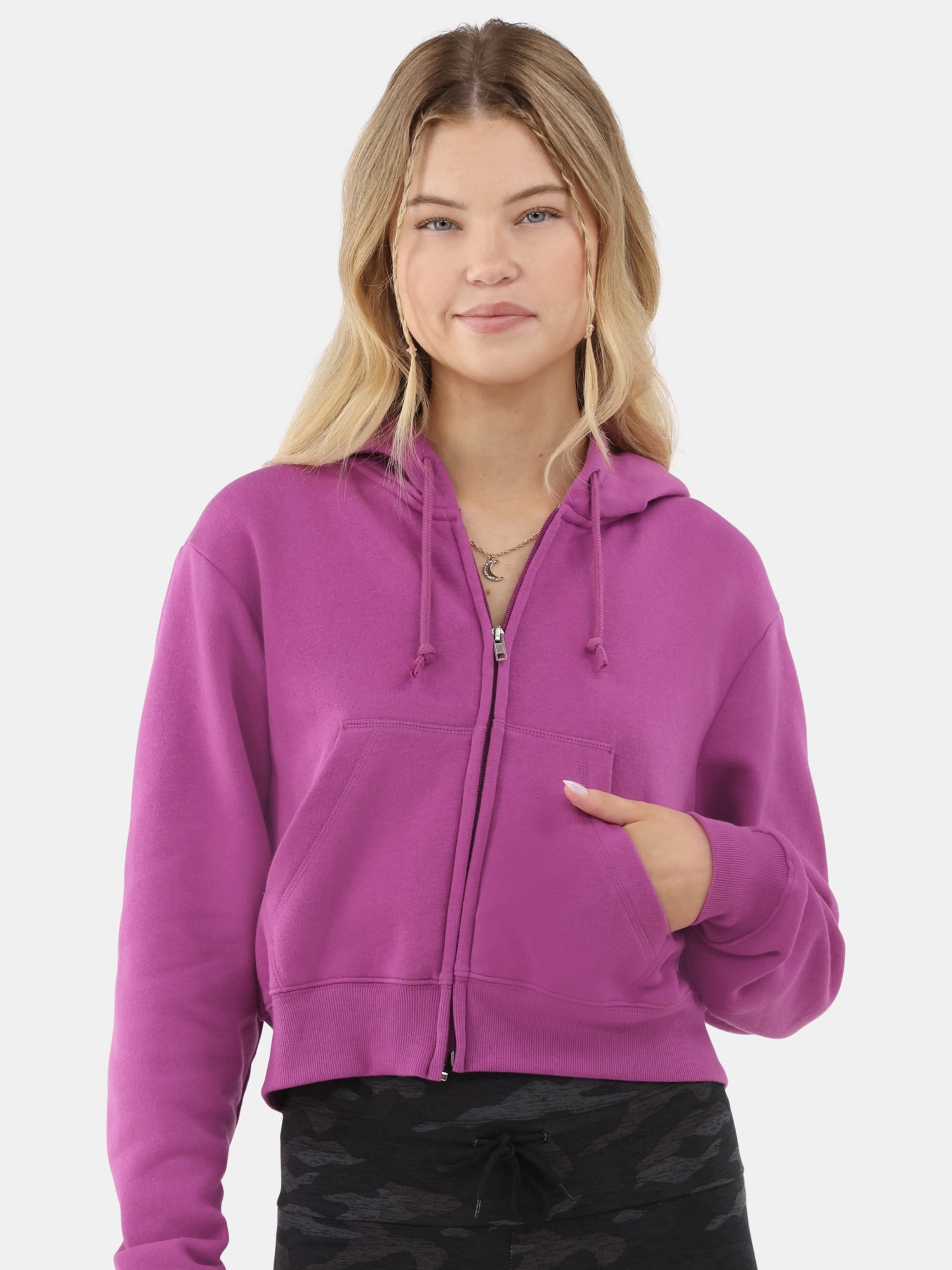 Love You Regardless Cropped Zip Front Hoodie Black