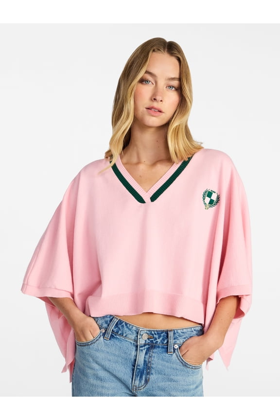 Varsity Cropped Sweater, Lightweight, Women's S-3XL