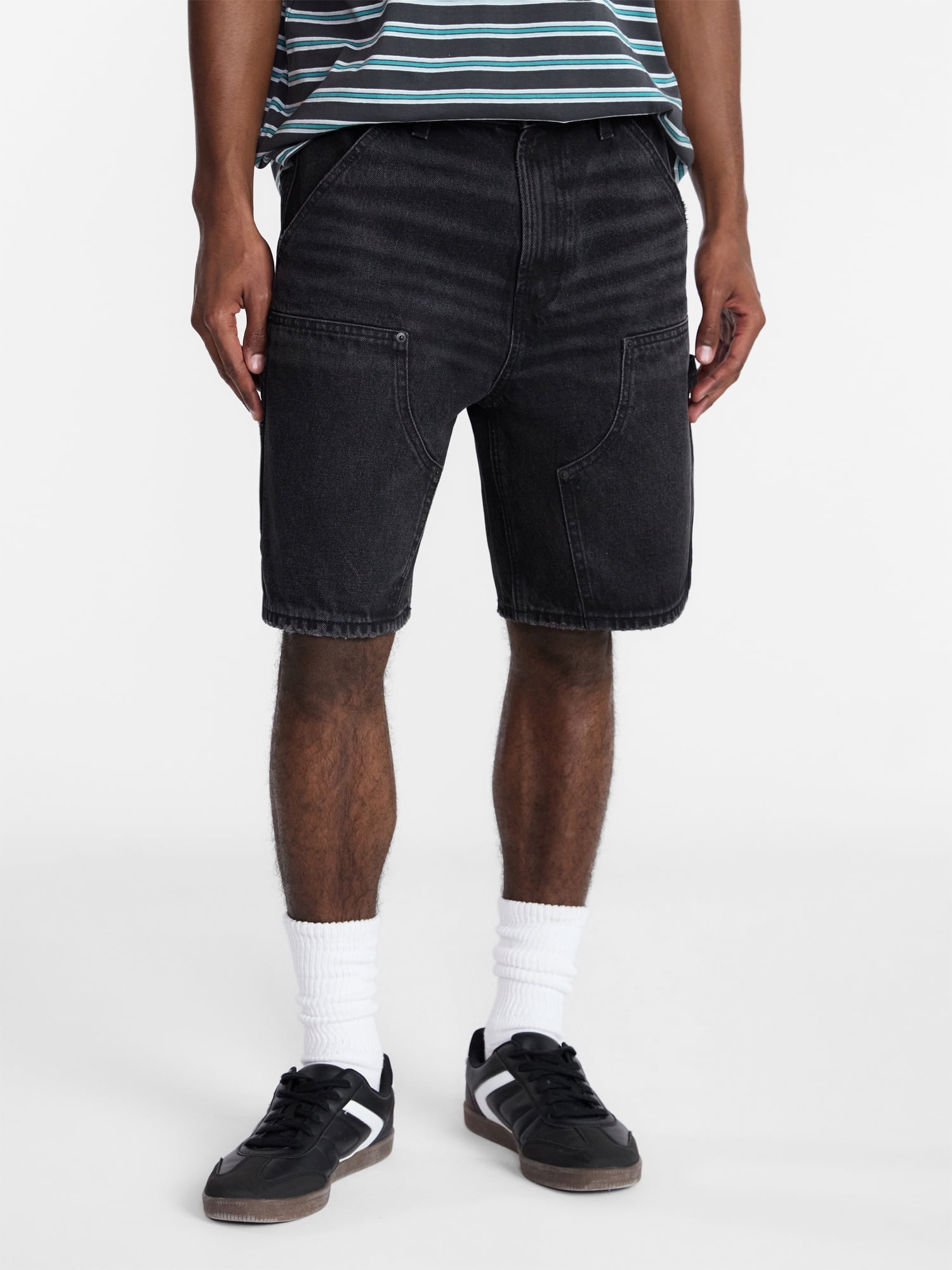 No Boundaries Men's & Big Men's 100% Cotton Denim Carpenter Shorts, 9" Inseam, Size 28-44