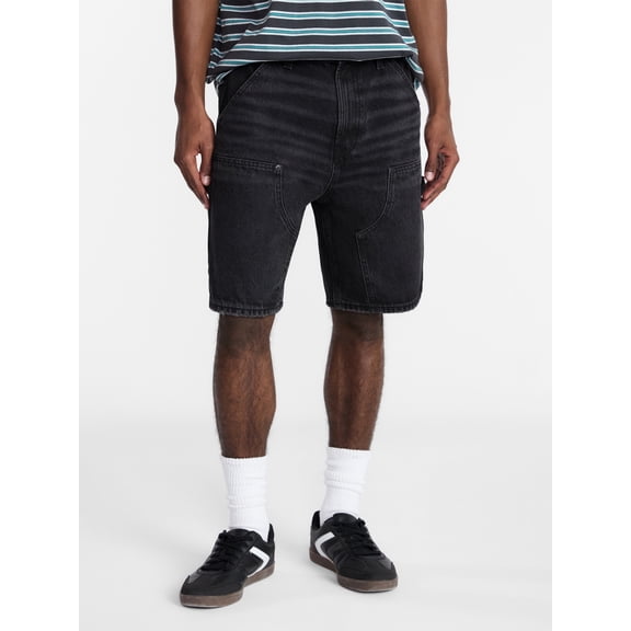 No Boundaries Men's & Big Men's 100% Cotton Denim Carpenter Shorts, 9" Inseam, Size 28-44