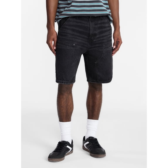 No Boundaries Men's & Big Men's 100% Cotton Denim Carpenter Shorts, 9" Inseam, Size 28-44