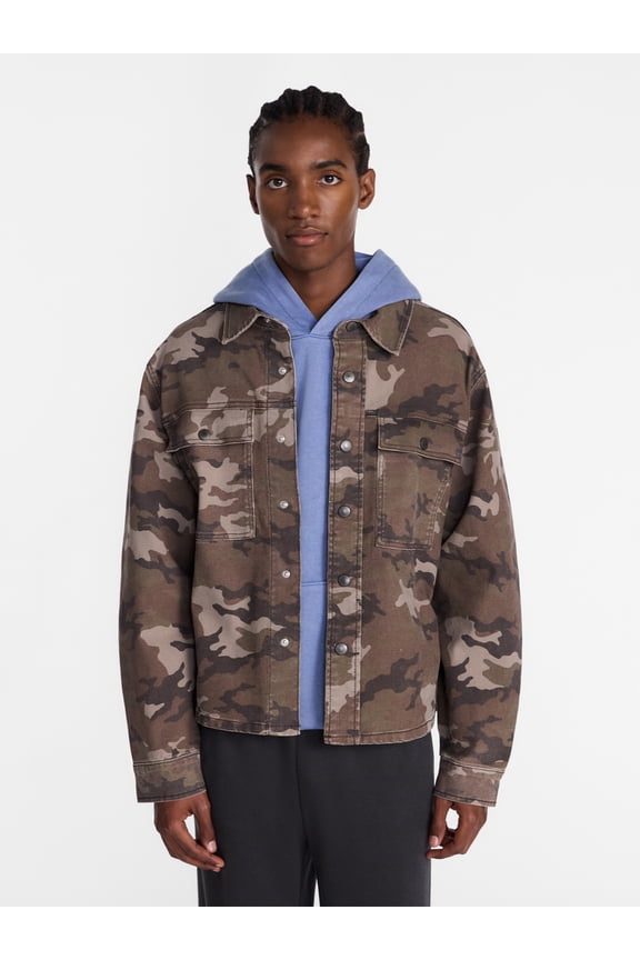 Denim Shacket with Long Sleeves, Men's XS-4XLT