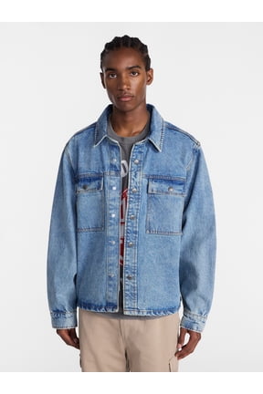 Denim Shacket with Long Sleeves, 100% Cotton 14 oz Denim, Men's XS-4XLT