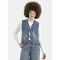 thumbnail image 1 of No Boundaries Cotton Denim Vest with Self Ties, Women's, 1 of 5