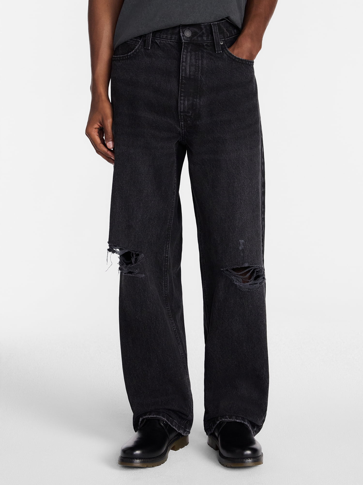 No Boundaries Distressed Baggy Jeans, Men's 28x32-42x32