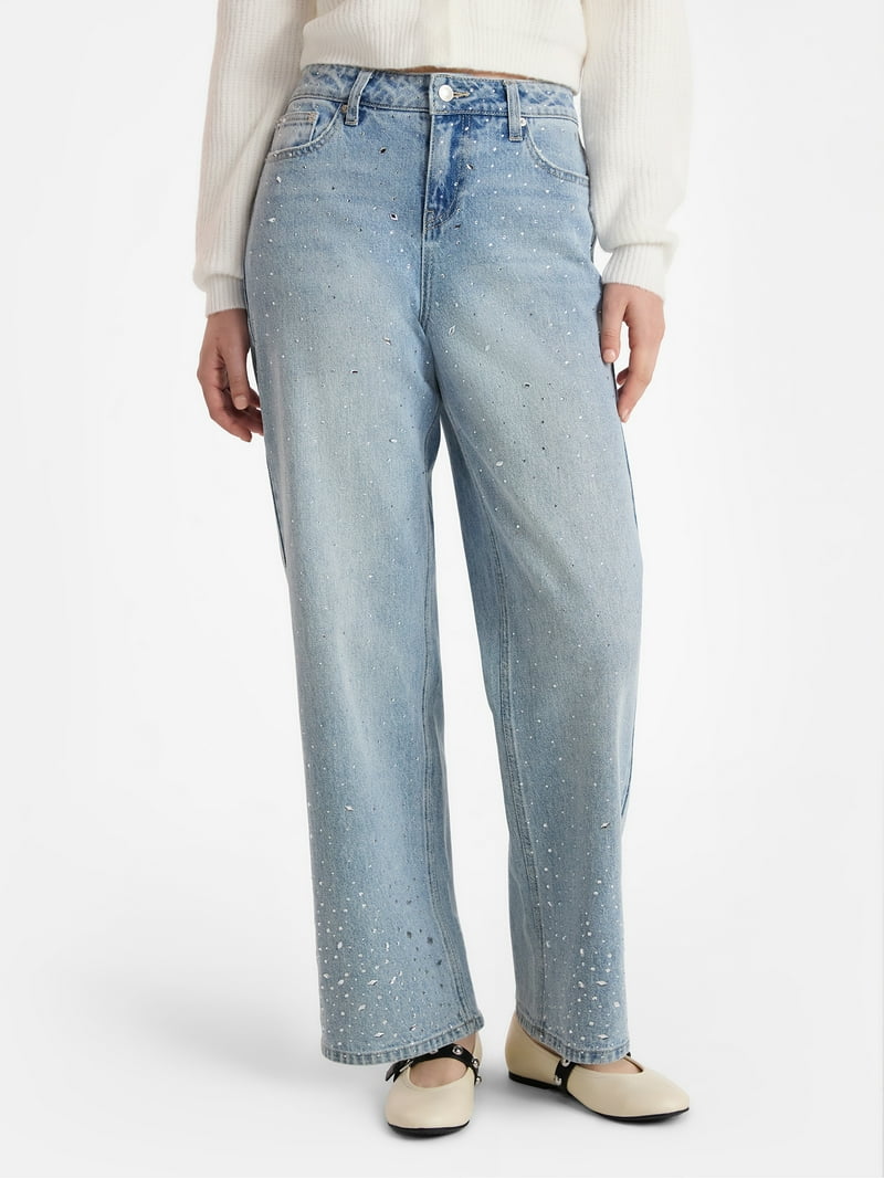 パンツ All Black Embellished Denim Size 30 No Boundaries Embellished Jeans, 30'' Inseam, Women's - Walmart.com