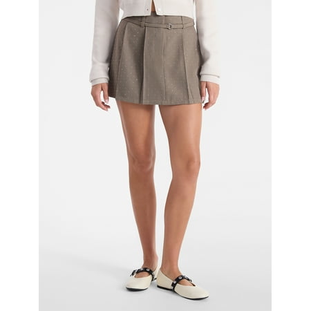 No Boundaries Embellished Pleated Mini Skirt, Women's