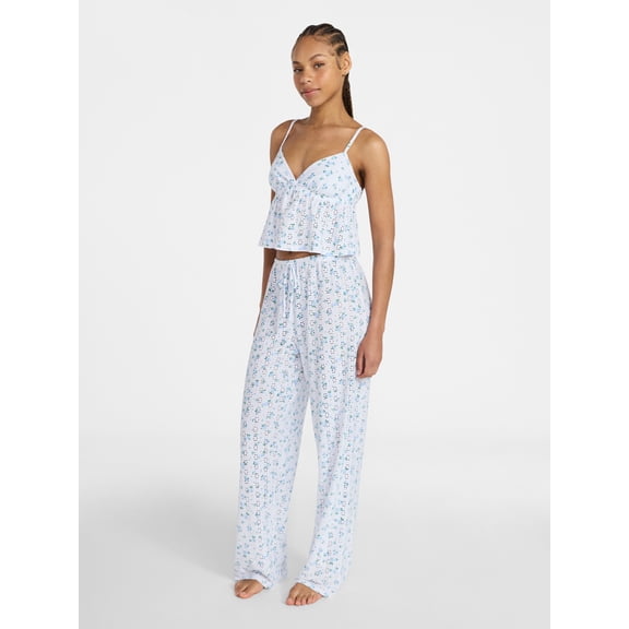 No Boundaries Eyelet Cami and Pants Sleep Set, 2-Piece, Women's XS-XXL