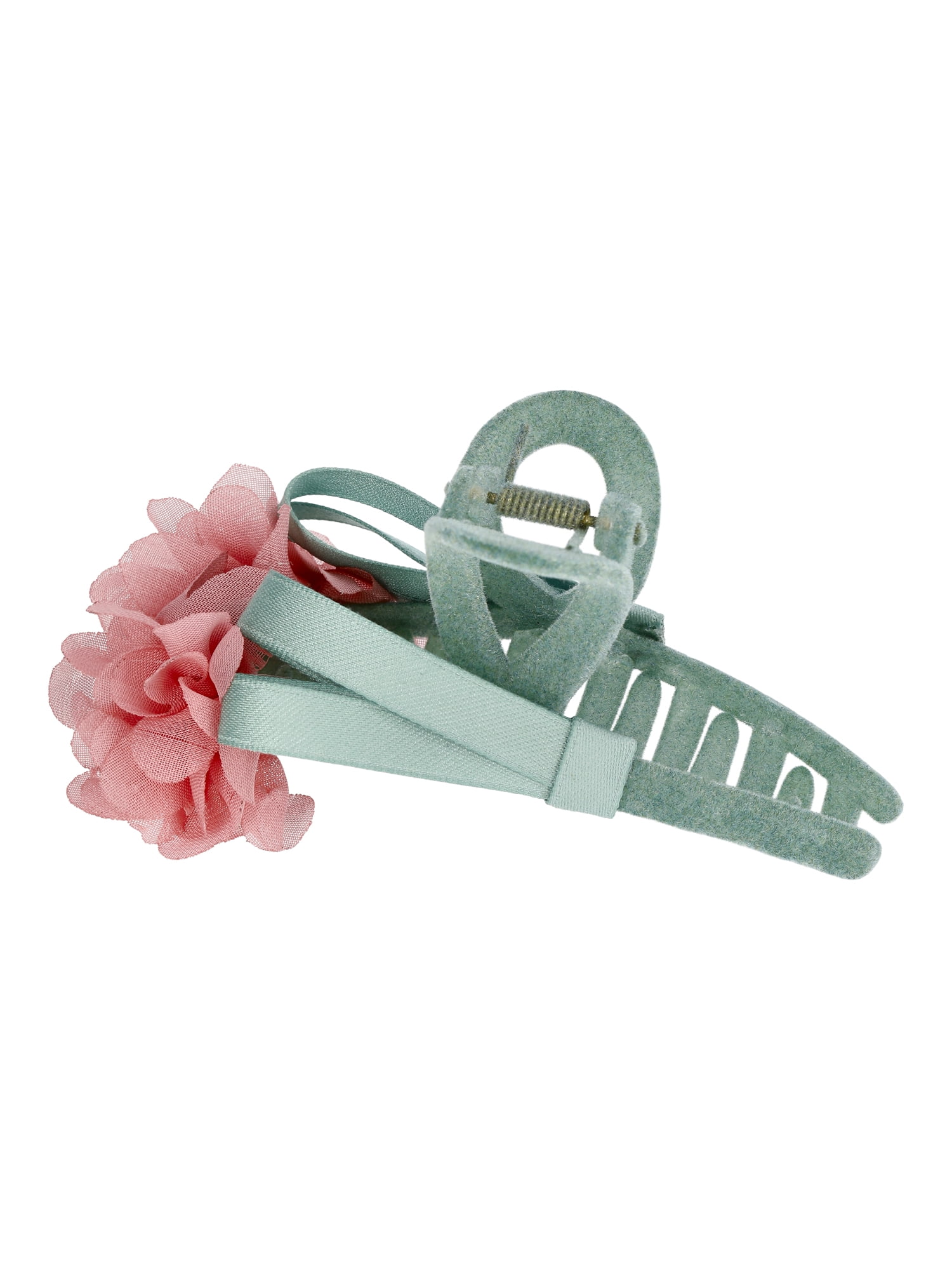 No Boundaries Fabric Flower Claw Clip, Blush/Green