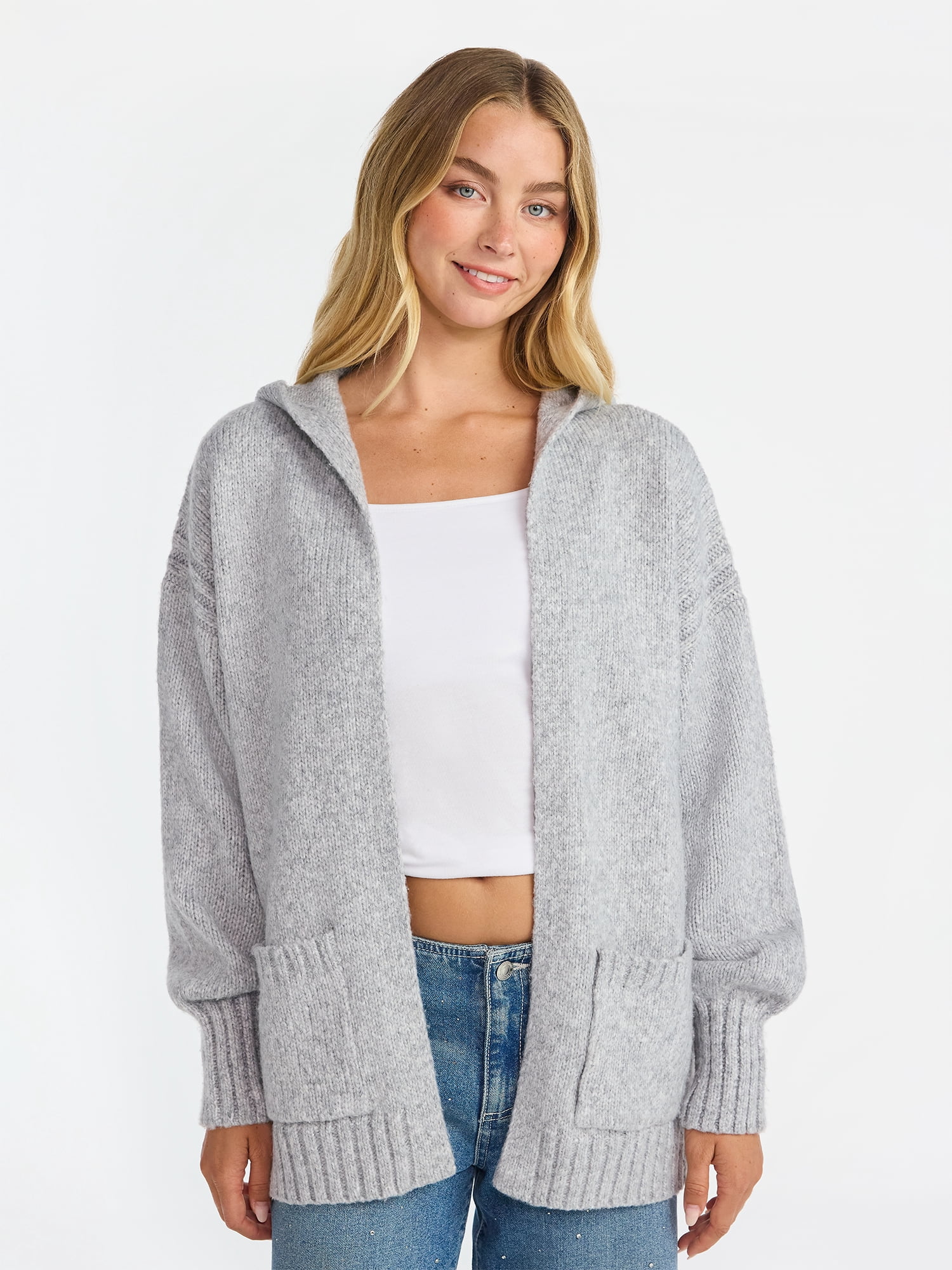 No Boundaries Fashion Hooded Cardigan, Women's Sizes XXS-XXL