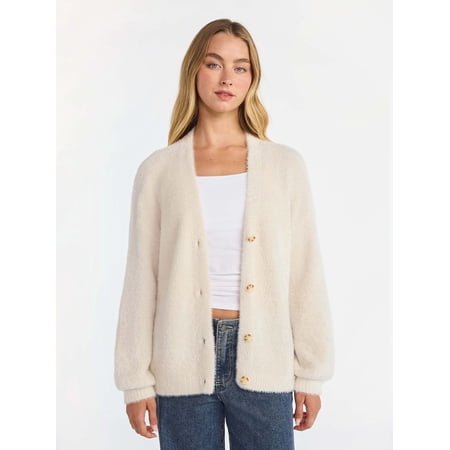 No Boundaries Fashion Button Front Cardigan, Women's