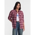 thumbnail image 1 of No Boundaries Plaid Flannel Shirt with Long Sleeves, Women's XXS-XXL, 1 of 5