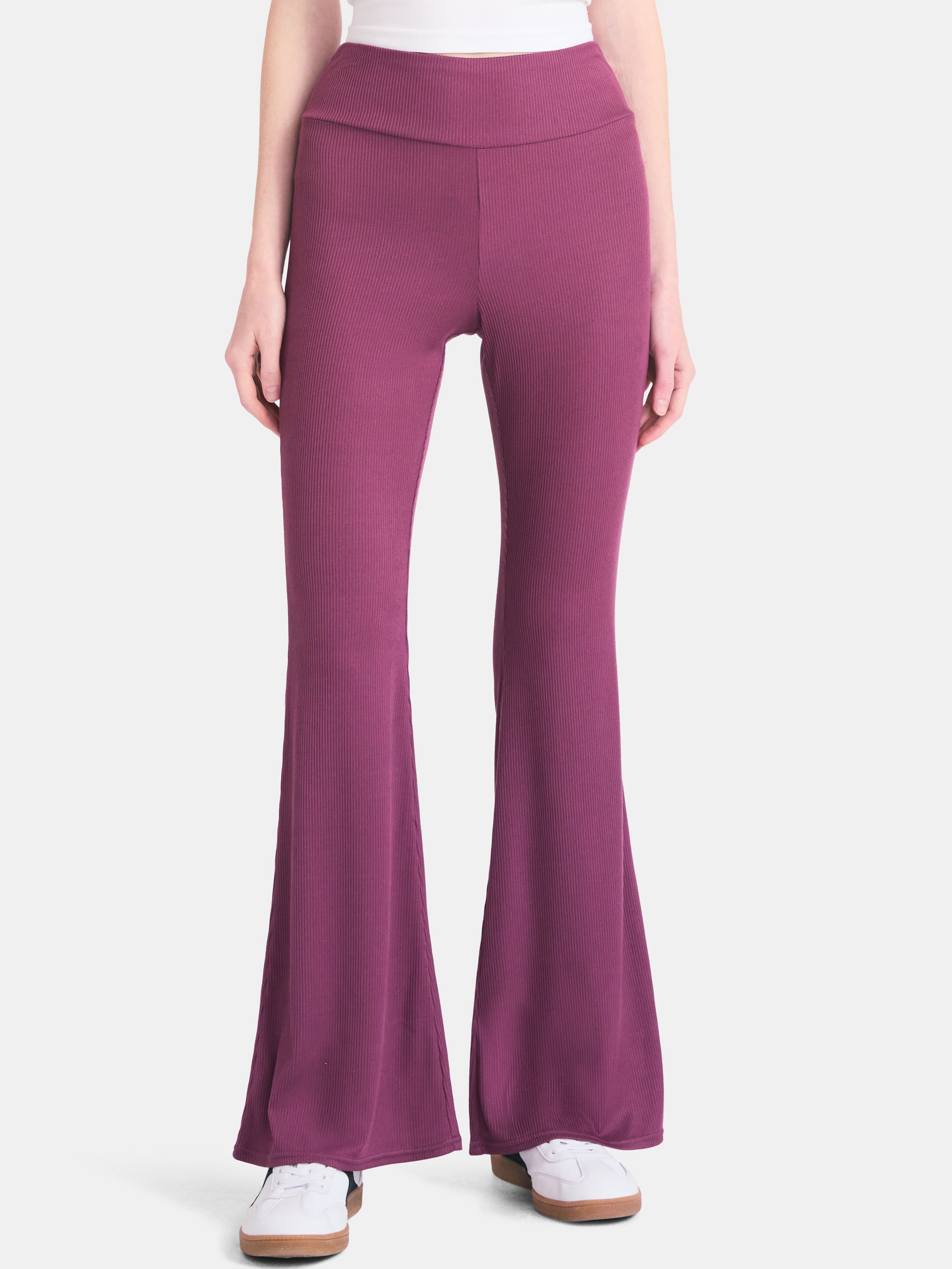 No Boundaries Ribbed Flare Pants, Women's - Walmart.com