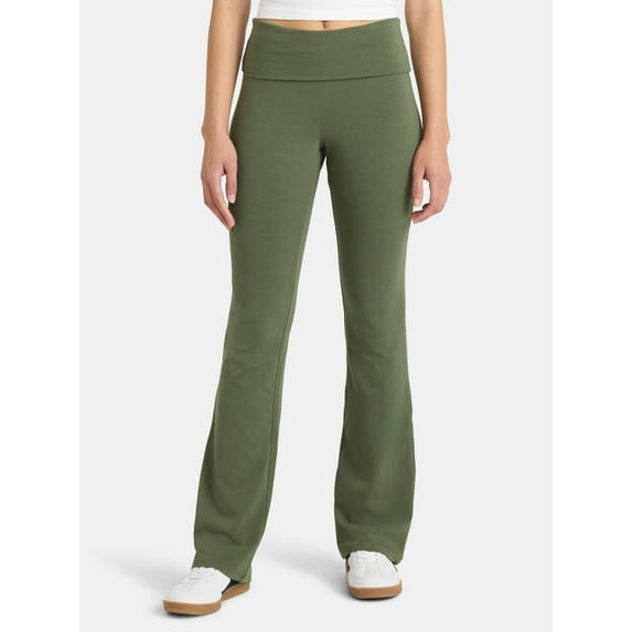 No Boundaries Flare Pants with Foldover Waistband, 32'' Inseam, Women's XS-XXL