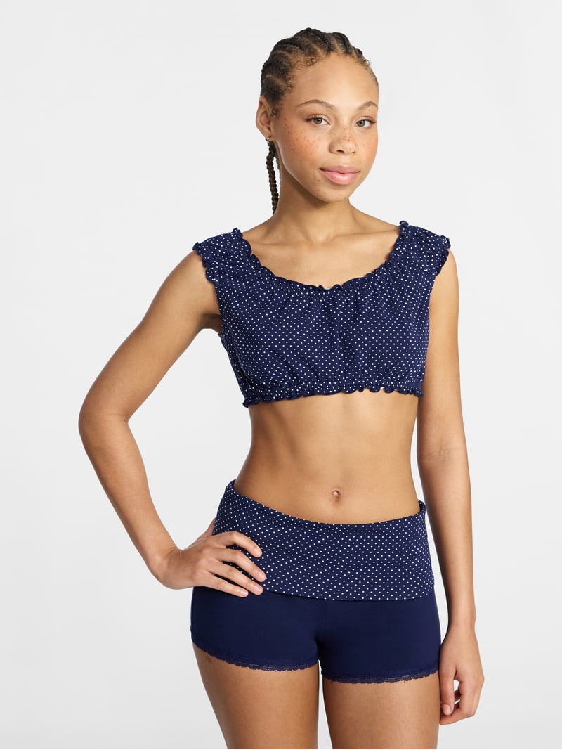 No Boundaries Bralette and Foldover Shorts Sleep Set, 2-Piece