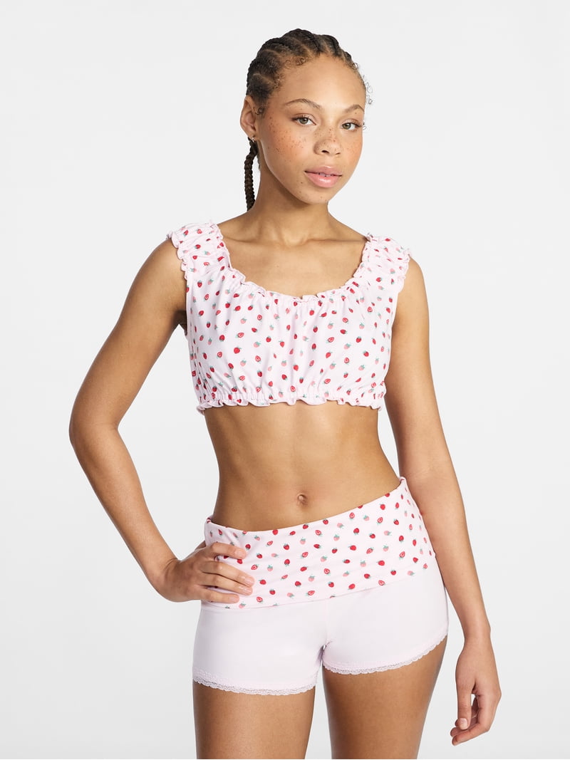 No Boundaries Bralette and Foldover Shorts Sleep Set, 2-Piece