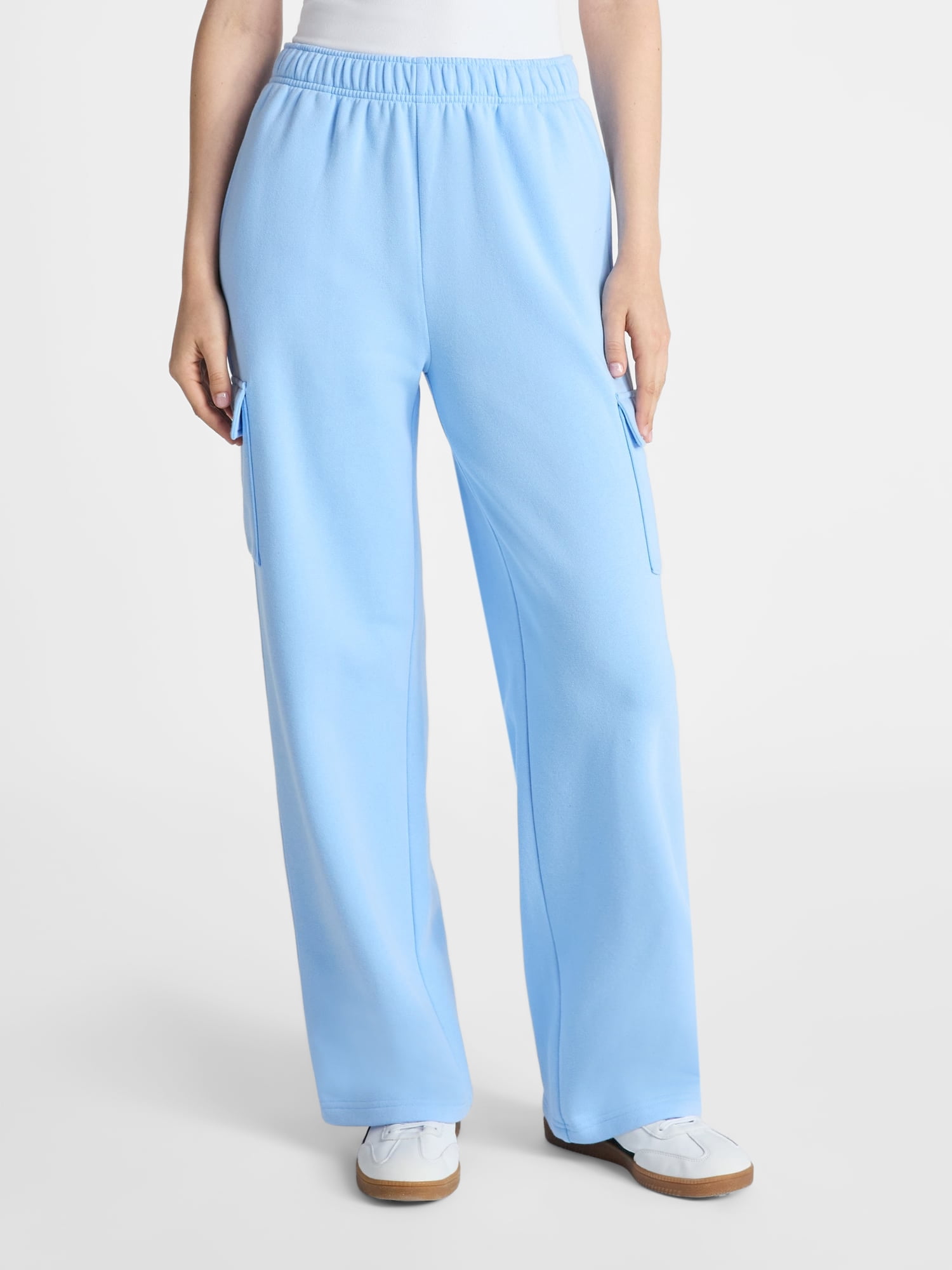 No Boundaries Fleece Cargo Wide-Leg Pants, 30'' Inseam, Women's XXS-XXL