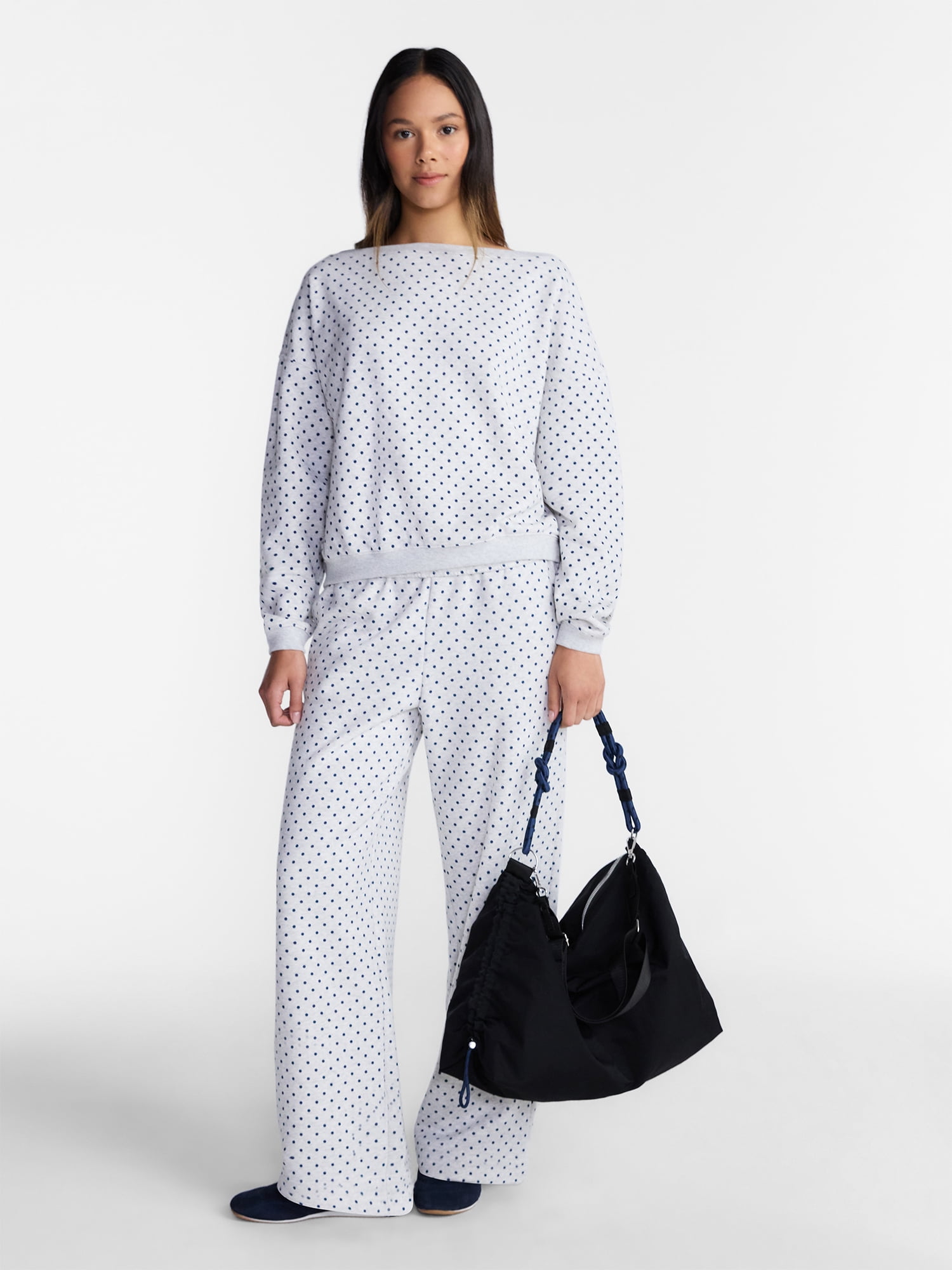 No Boundaries Fleece Sweatshirt and Wide Leg Pants Set, 2 Piece, Women’s and Women's Plus Sizes XXS-4X