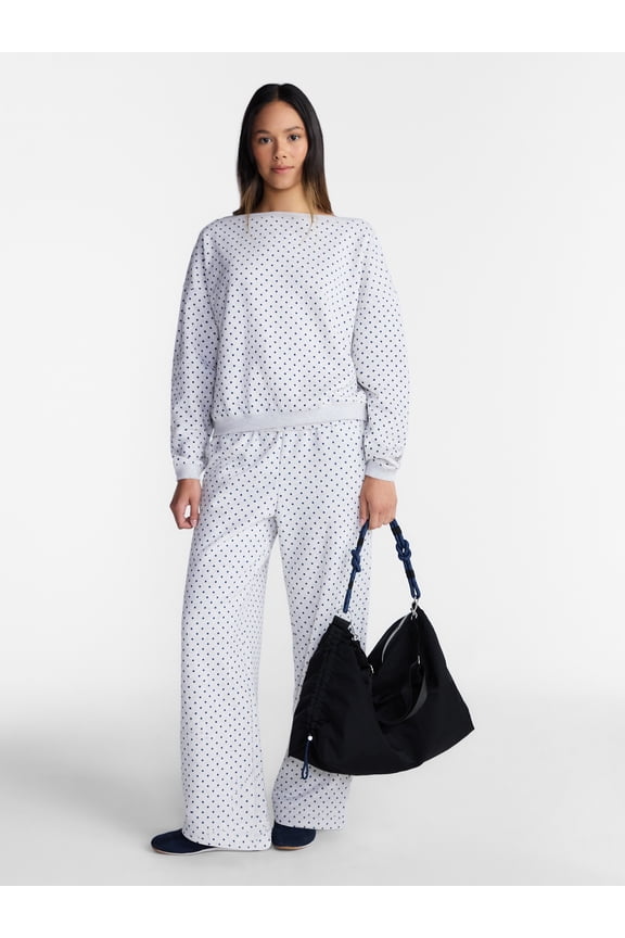Fleece Sweatshirt and Wide Leg Pants Set, 2 Piece, Women’s and Women's Plus Sizes XXS-4X