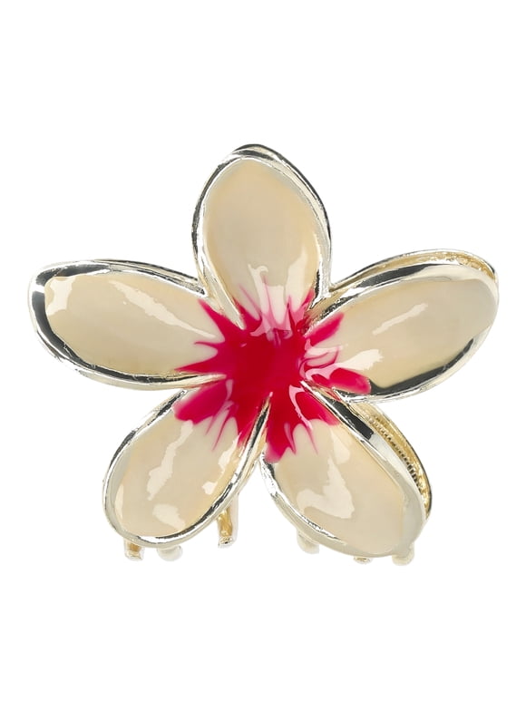 Pink Tropical Flower Enamel Hair Claw Clip for Women