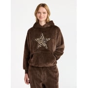 No Boundaries Faux Fur Graphic Hoodie, Women's