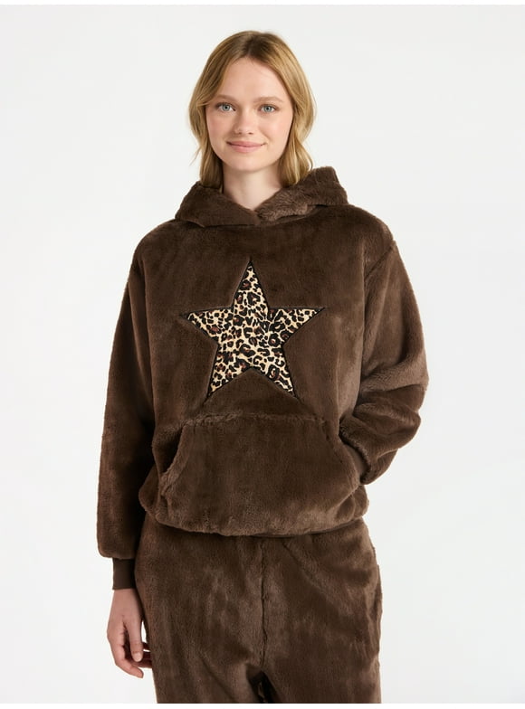 Faux Fur Graphic Hoodie, Women's