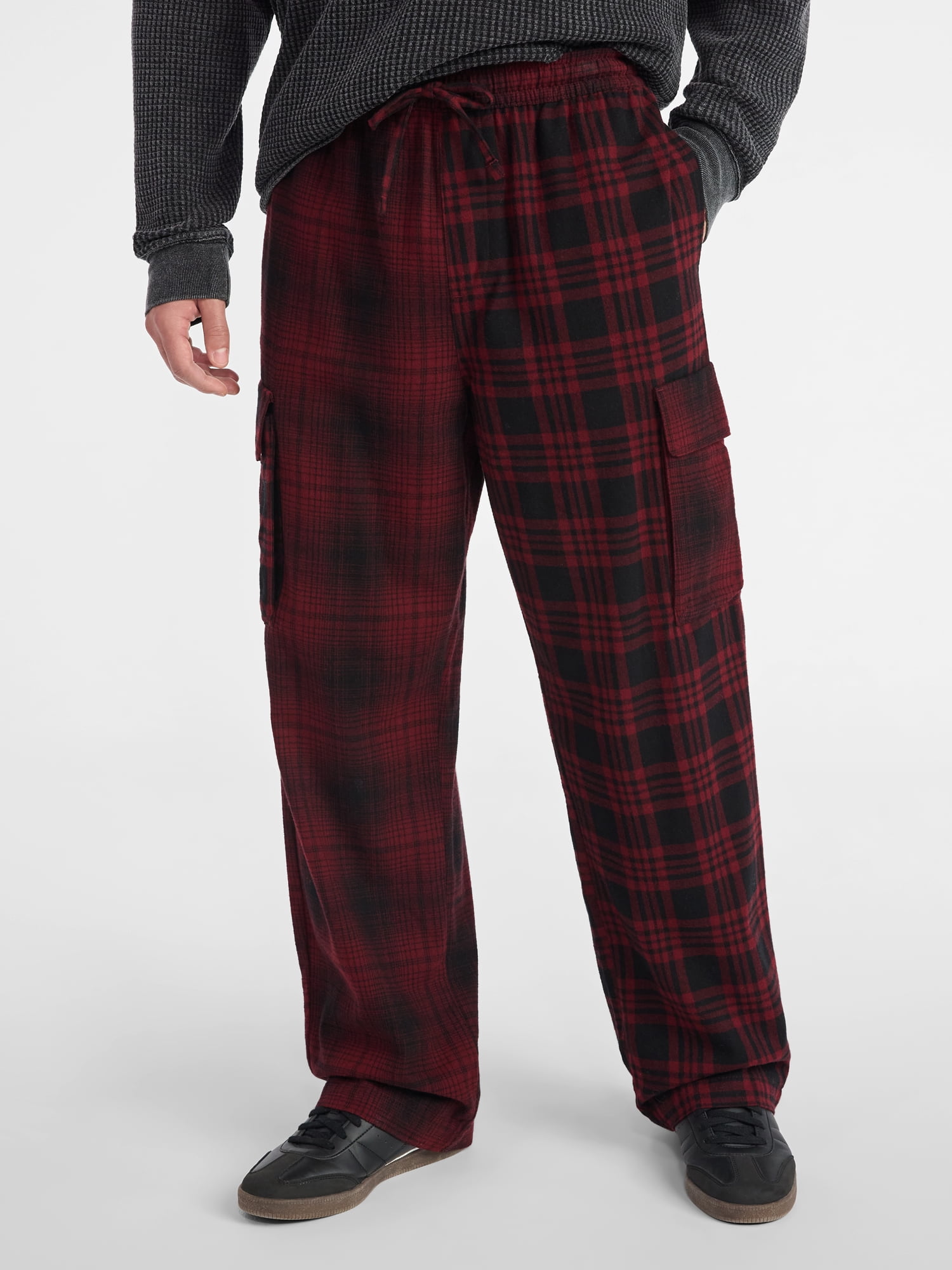 No Boundaries Cotton Flannel Cargo Pants, Men’s