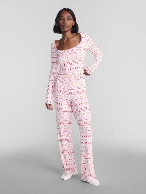 Giftable Long Sleeve Top, Pants and Socks Pajama Set, 3 Piece, Women's XS-XXL