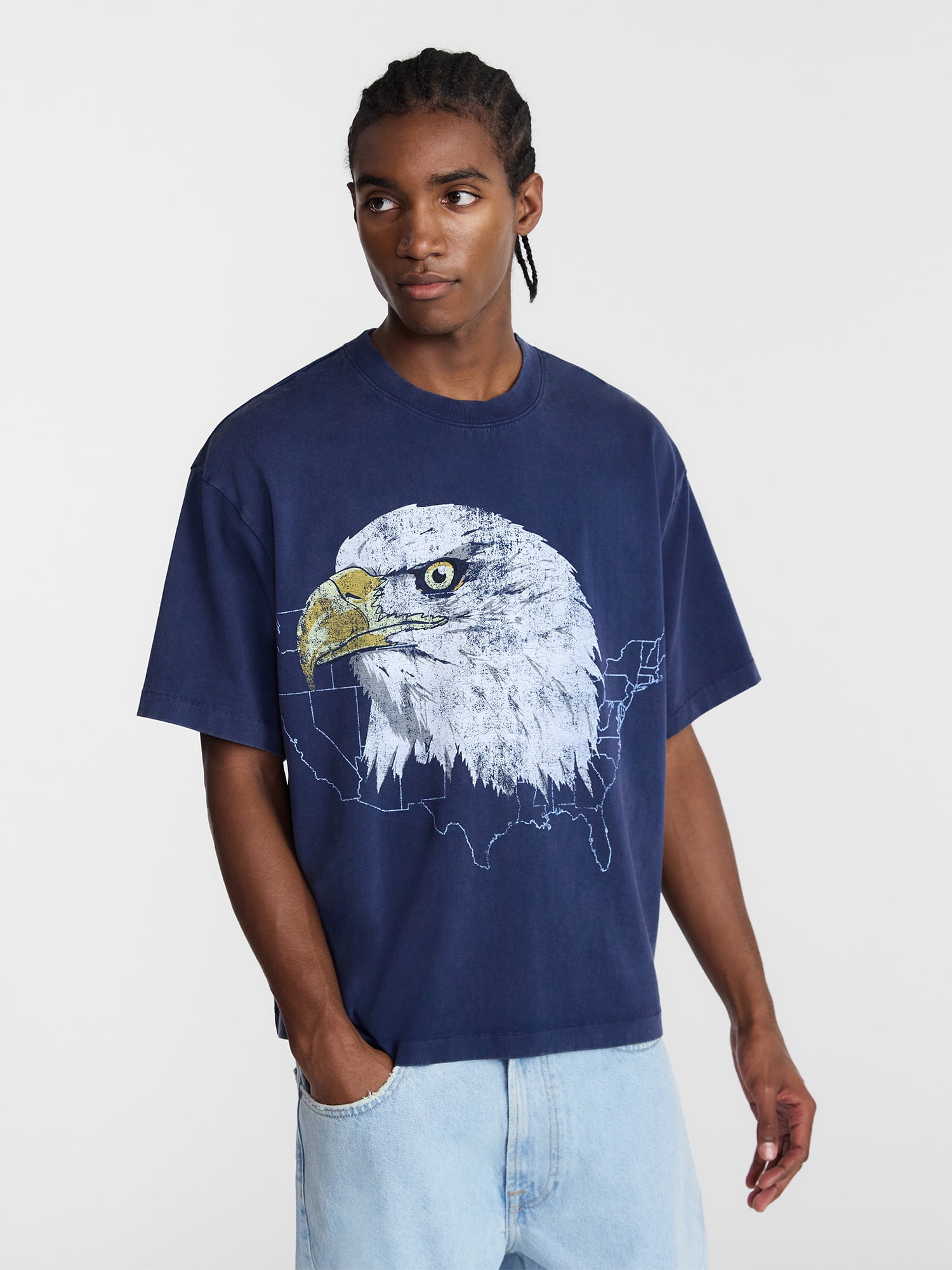 No Boundaries Boxy Fit Heavyweight Graphic Tee Shirt, Men's XS-4XLT