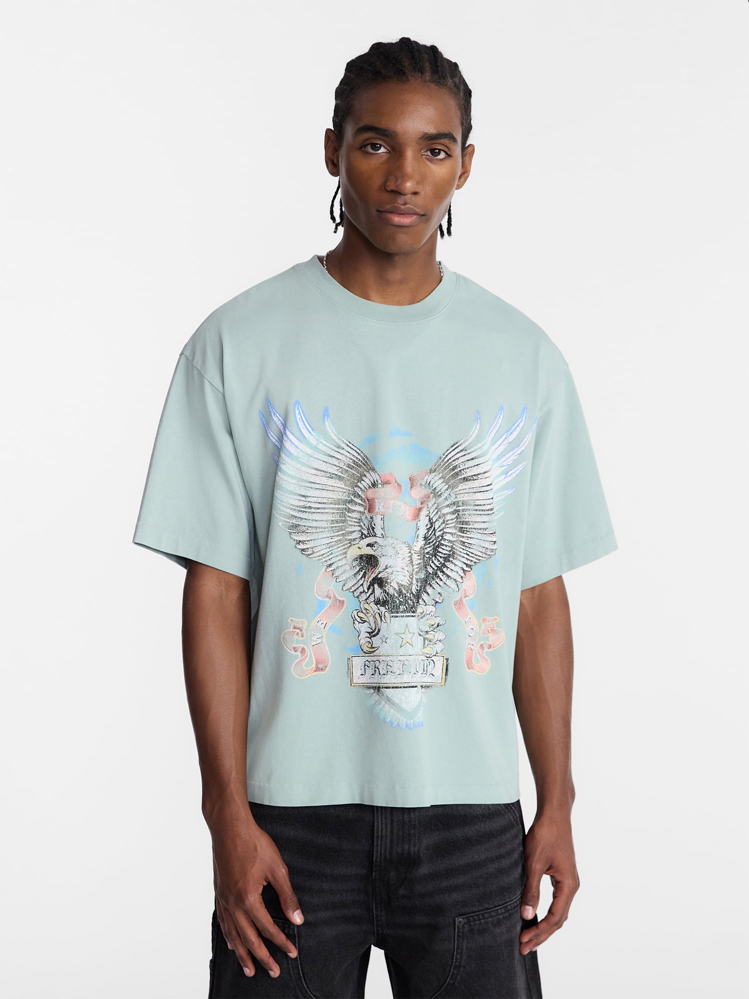 No Boundaries Boxy Fit Heavyweight Graphic Tee Shirt, Men's XS-4XLT
