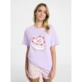 thumbnail image 1 of No Boundaries Sleep Graphic Tee and Boxer Shorts Set from our Cloud Core Collection, 2-Piece, Women’s XXS-3X, 1 of 5