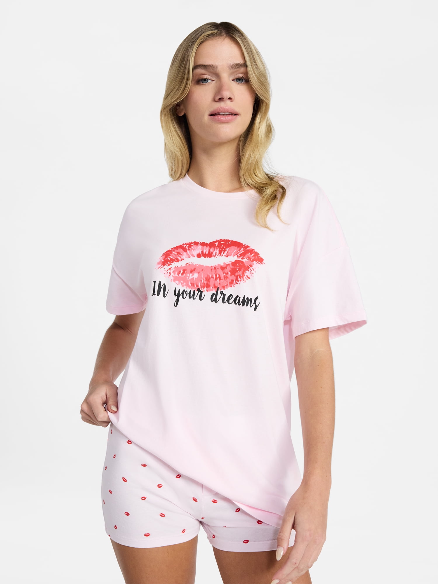 No Boundaries Sleep Graphic Tee and Cloud Core Boxers Set, 2-Piece, Women’s and Women's Plus XXS-3X