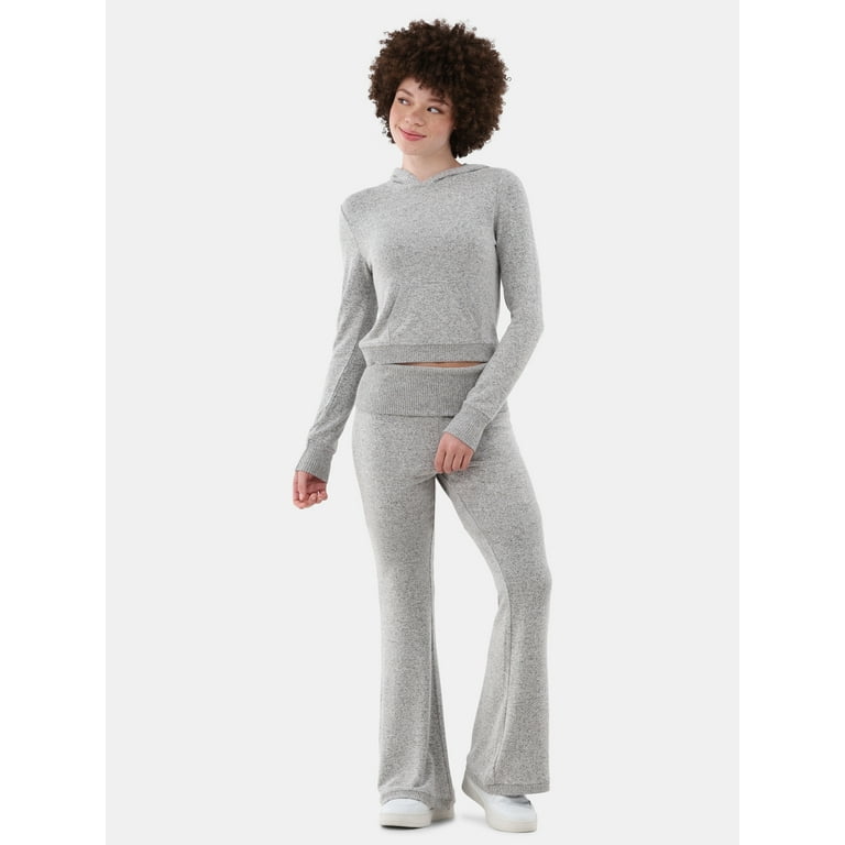 No Boundaries Hacci Knit Hoodie and Pants Set 2 Piece Women s Walmart