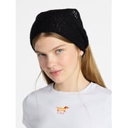 Women's Woven Triangle Headscarf with Pattern, Black Soot