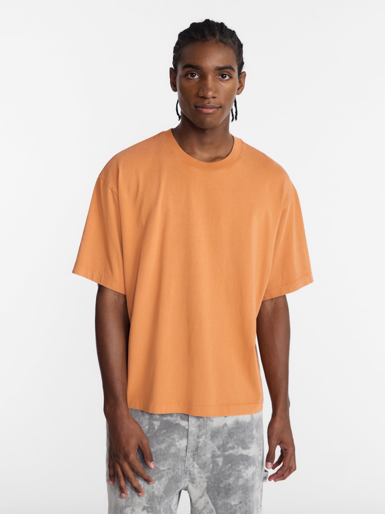 No Boundaries Boxy Fit Heavyweight Tee Shirt with Short Sleeves
