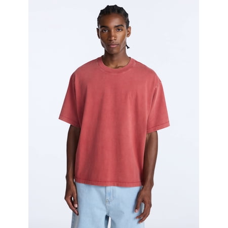 No Boundaries Boxy Fit Heavyweight Tee Shirt with Short Sleeves, Men's Sizes XS-4XLT