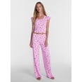 thumbnail image 1 of No Boundaries Henley Top and Pants Sleep Set, 2-Piece, Women's XS-XXL, 1 of 4