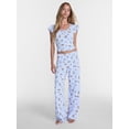 thumbnail image 1 of No Boundaries Henley Top and Pants Sleep Set, 2-Piece, Women's XS-XXL, 1 of 4