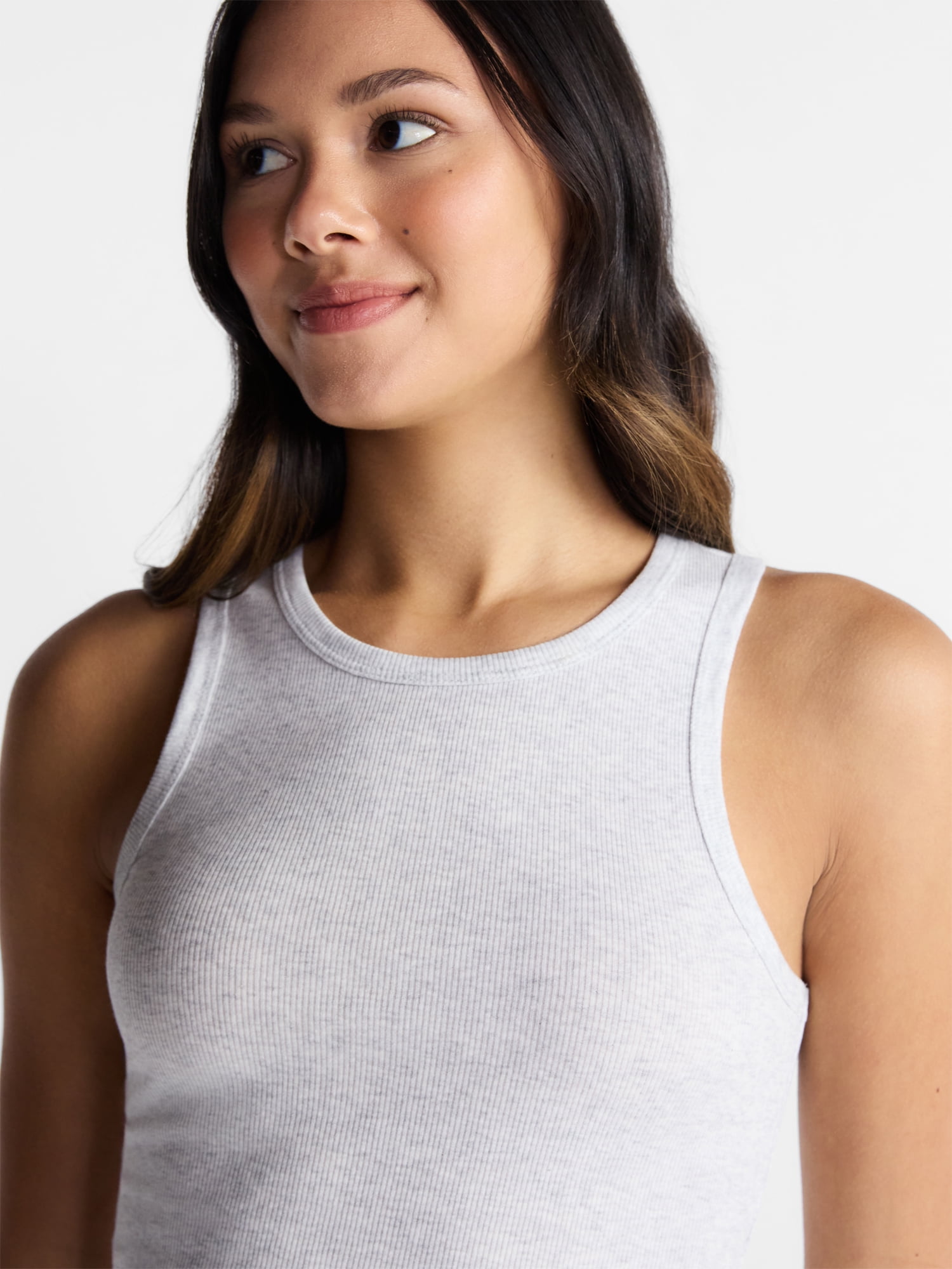 No Boundaries Ribbed High Neck Tank Top, Women's XXS-XXL