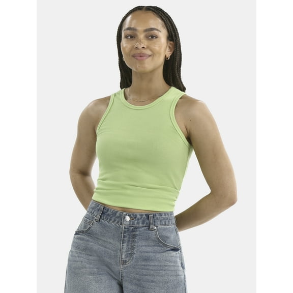 No Boundaries Ribbed High Neck Tank Top, Women's