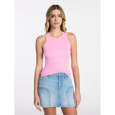 Ribbed High Neck Tank Top, Women's XXS-XXL