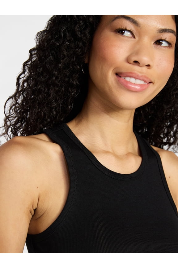 Ribbed High Neck Tank Top, Women's XXS-XXL