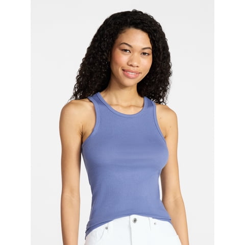 Ribbed High Neck Tank Top, Women's XXS-XXL