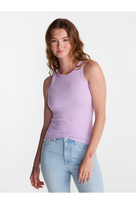 Ribbed High Neck Tank Top, Women's XXS-XXL