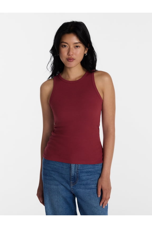 Ribbed High Neck Tank Top, Women's XXS-XXL