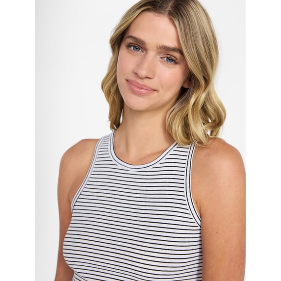 No Boundaries Ribbed High Neck Tank Top, Women's XXS-XXL