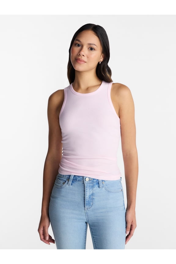 Ribbed High Neck Tank Top, Women's XXS-XXL